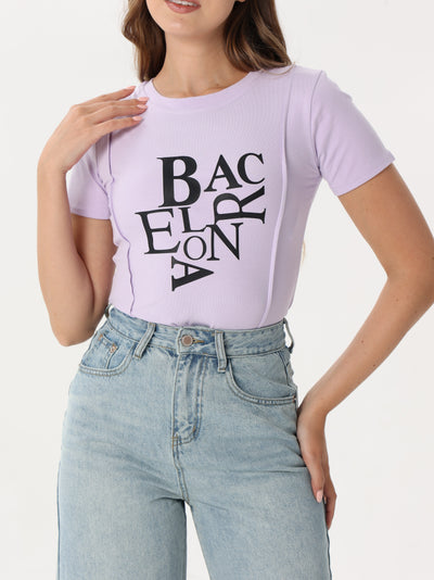 Letter print T-shirt with short sleeves