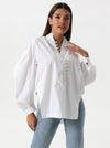 Loose shirt with wide buttons in the front and a V opening | shirt | W DE MODA