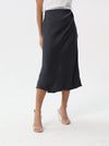 Side-pleated silk skirt with thigh slit