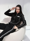 Sports set with side stripes design black