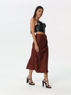 Side-pleated silk skirt with thigh slit | skirt | W DE MODA