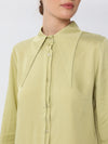 Button-down dress shirt with large V neck