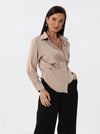 V-neck silk shirt with side tie | shirt | W DE MODA