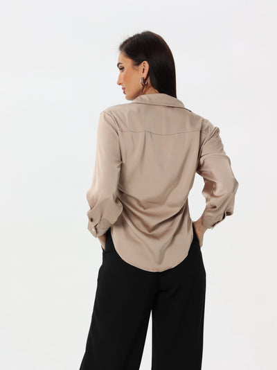 V-neck silk shirt with side tie