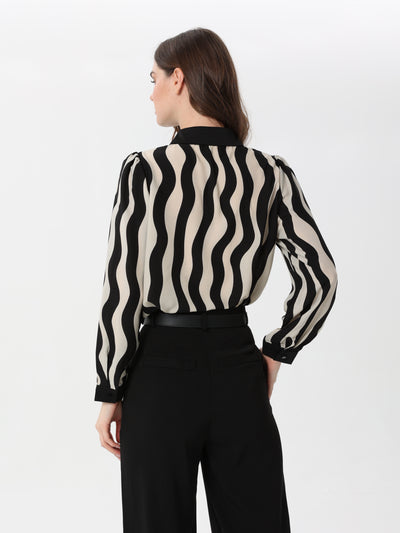 Chiffon shirt with zebra print and front pockets