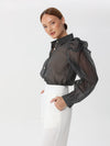 Organza blouse with ruffles at the shoulder | Blouse | W DE MODA