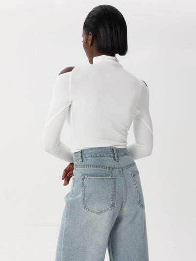 High neck T-shirt With long sleeves
