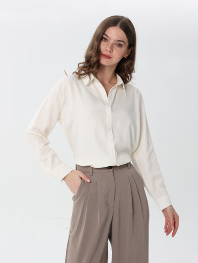 V-neck button-up dress shirt