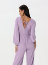 Long-sleeved Jumpsuit with v-neck style