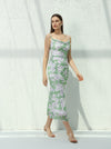 Summer dress with side slits, Green | W DE MODA