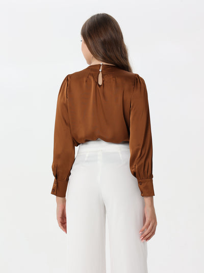 Silk blouse with ruffled shoulder