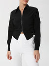 Blouse With Front Zip and Side Ruffles