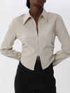 Blouse With Front Zip and Side Ruffles