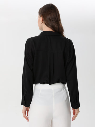 V-neck button-up dress shirt