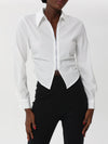 Blouse With Front Zip and Side Ruffles