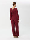 Long-sleeved Jumpsuit with v-neck style