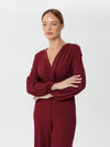 Long-sleeved Jumpsuit with v-neck style