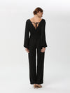 Long-sleeved Jumpsuit with v-neck style