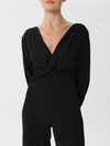 Long-sleeved Jumpsuit with v-neck style