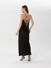 Silk dress with open back and ties at the back