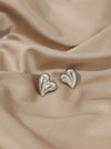 Metal heart slanted earrings