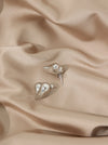 Metal heart slanted earrings