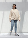 A winter free size T-shirt with embroidered writing in Beige | W DE MODA