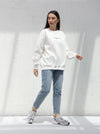 Free size winter T-shirt with embroidered writing in White | W DE MODA