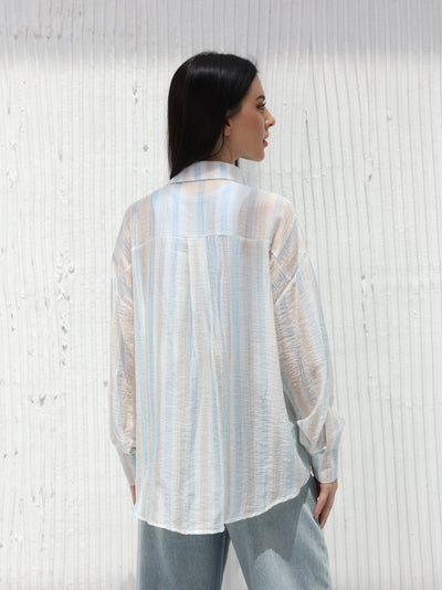 Blue striped chiffon shirt