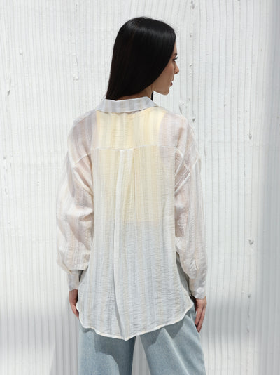 Yellow striped chiffon shirt