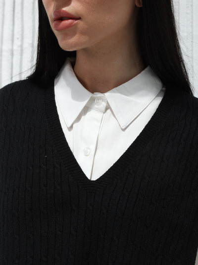 Sweater vest - knitted - Black color