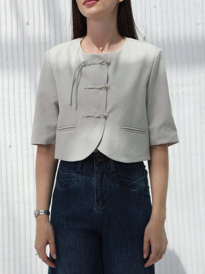 Half sleeve blazer, Silver color