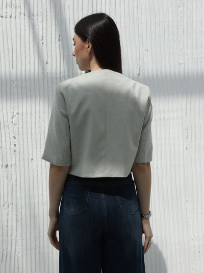 Half sleeve blazer, Silver color