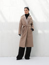 Women's brown coat with long fur collar | W DE MODA