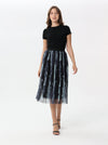 Multi-colored tulle pleated skirt