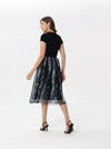 Multi-colored tulle pleated skirt