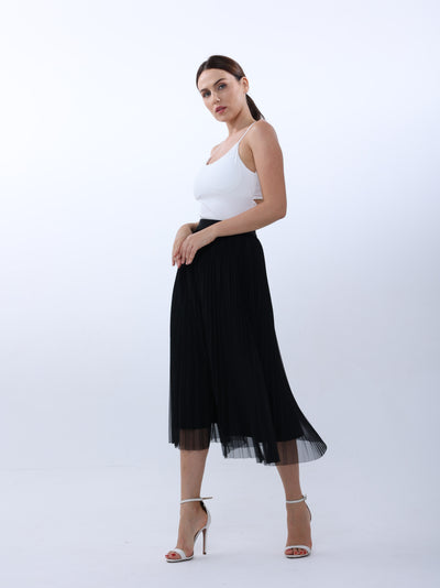 Plain reversible tulle skirt with two sides