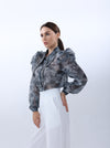 Organza blouse with crystal collar