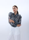 Organza blouse with crystal collar