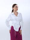 V-neck silk shirt with side tie | shirt | W DE MODA