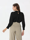 Silk blouse with ruffled shoulder