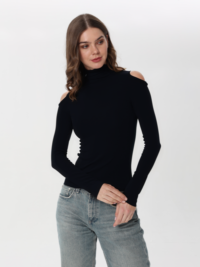 High neck T-shirt With long sleeves