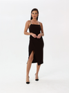 Midi dress with ruffled waist and thigh opening | Dress | W DE MODA