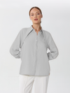 Button-down dress shirt with large V neck