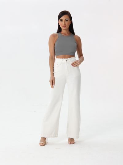 Plain sleeveless T-shirt | T-shirt | W DE MODA