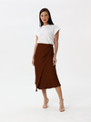 Side-pleated silk skirt with thigh slit | skirt | W DE MODA