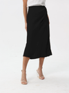 Side-pleated silk skirt with thigh slit