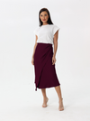 Side-pleated silk skirt with thigh slit | skirt | W DE MODA