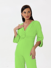 Long-sleeved Jumpsuit with v-neck style