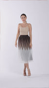 Multi-colored tulle mesh pleated skirt